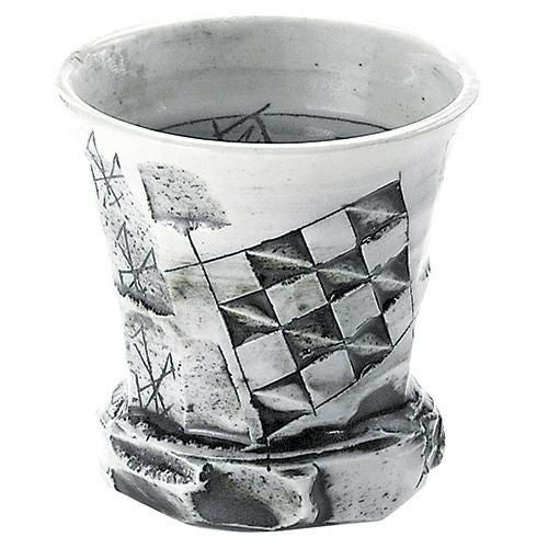 ロックグラス 白磁線刻