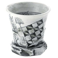 ロックグラス　白磁線刻