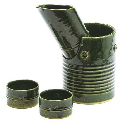 竹冷酒器セット 織部