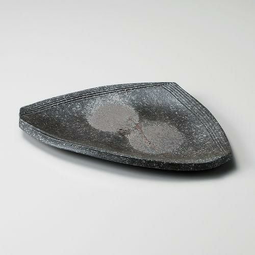 黒窯変ホタモチ8.5変形皿 25.5×16.8×3cm 200-128