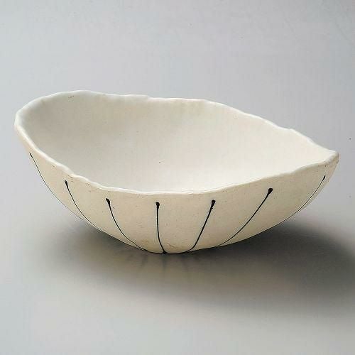 白黒十草変型鉢 22×16×7.6cm 258-089