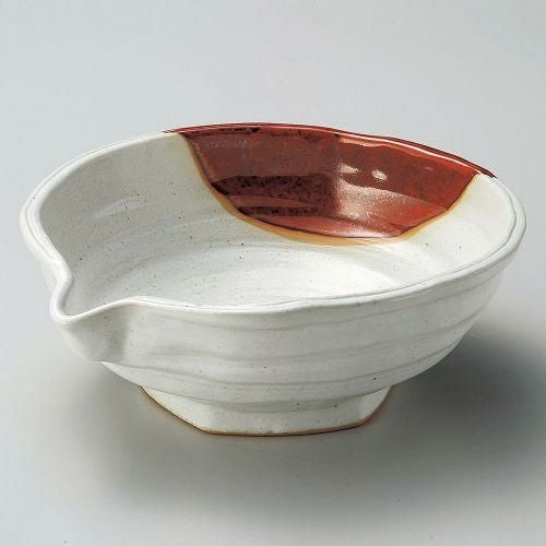 赤釉掛8.0片口鉢 24.8×21.3×8.6cm 250-179