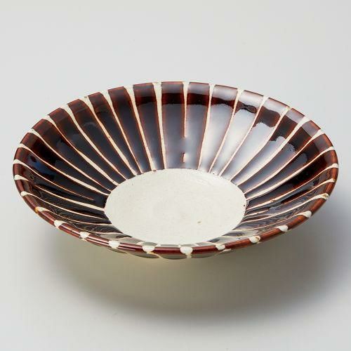 アメ釉十草平鉢(中) φ17×4.3cm 040-079