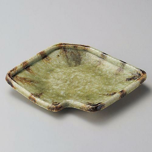 灰釉流し鍵型前菜皿 21×19.5×3.5cm 200-129