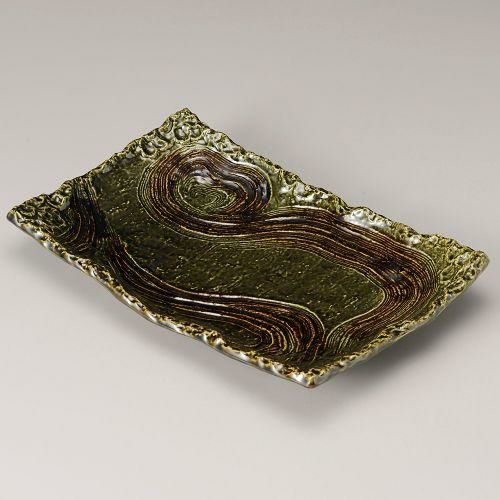 織部四足長角皿12号 37.8×25×6cm 234-179