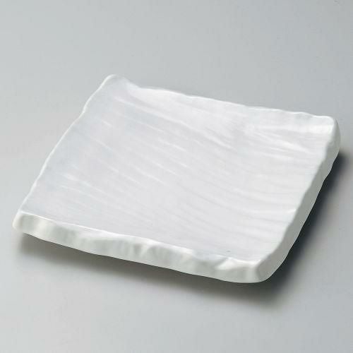 白マット荒彫角皿(大) 20.3×20.3×3.6cm 187-159