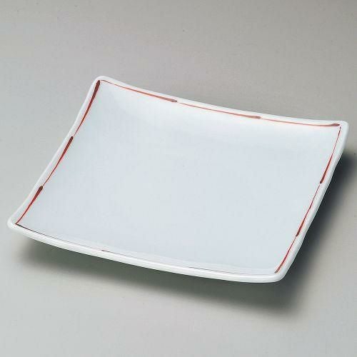 赤ライン6.0正角皿 17×17×2.3cm 212-029