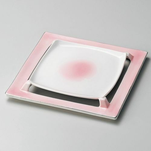 ピンク吹正角向付 20.3×20.3×2.5cm 188-029