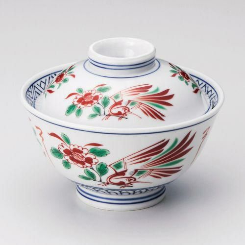 赤絵花鳥反蓋丼 φ15.6×11.5cm 340-179