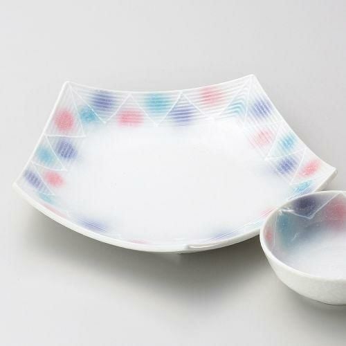 淡雪三色吹五角天皿 23.5×23.5×4.5cm 120-079