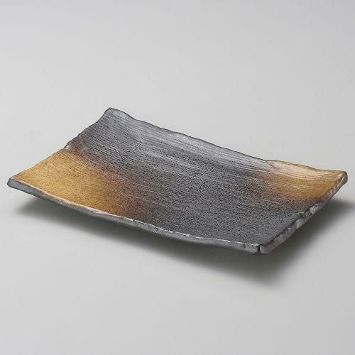 金茶吹凛焼物皿 22×14×3cm 142-189