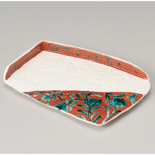 屏風七宝赤絵前菜盛皿 26.8×18.4×4.3cm 197-039