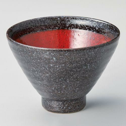 赤柚子黒結晶笠型丼(大) φ14.7×10.2cm 328-109