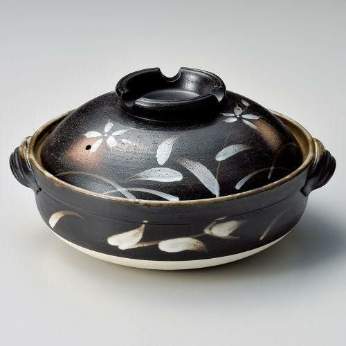 黒吹草花7号深鍋 25.5×φ22×13.5cm(1400cc)(身7.8cm) 382-459
