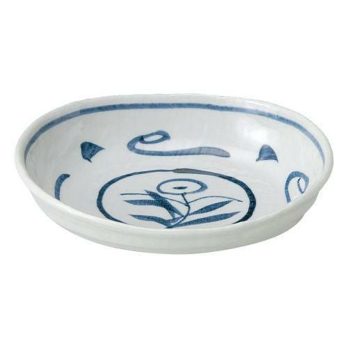 手描き唐草7.0小判鉢 20.5×15.3×4.7cm 259-039