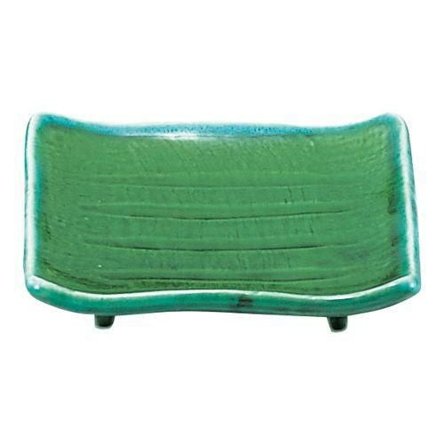 流水織部まな板正角焼物 17.5×4cm 188-239