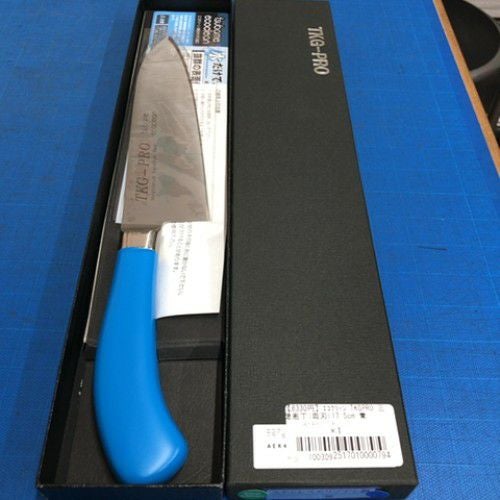アウトレット】エコクリーン TKGPRO 三徳庖丁(両刃)17.5cm 青 遠藤商事