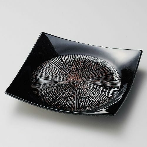 漆黒乱十草4.5正角皿 13.5×13.5×3cm 189-318186-329