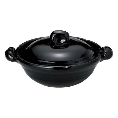 黒釉(手造)9号鍋 34×φ27.5×17cm(2200cc)(身10cm) 381-079