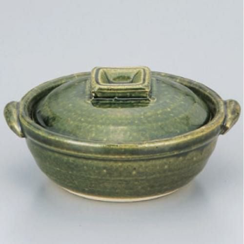 鍋 織部4号鍋(萬古焼) 高さ75mm×(手付・はみ出し部分含む)サイズ:135・口径:120/業務用食器/一人鍋