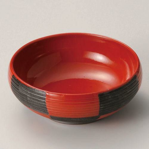 筋彫赤市松53ボール φ16.5×6.2cm 258-069