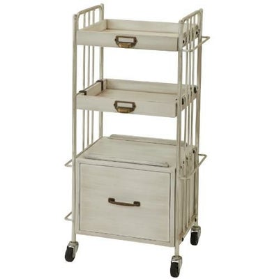 【シャビーシック】アンティーク木製ワゴン DIAN（ディアン）Type BOX アンティークホワイト【送料無料】