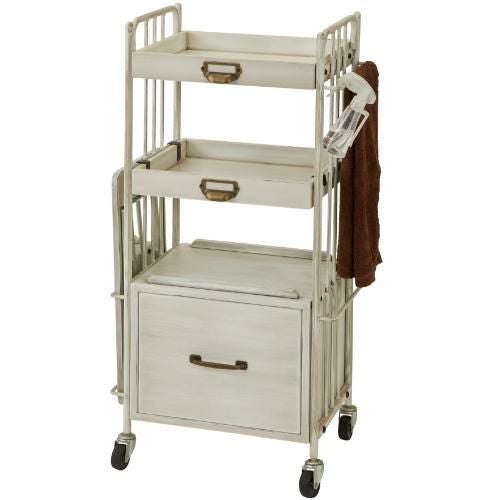 【シャビーシック】アンティーク木製ワゴン DIAN（ディアン）Type BOX アンティークホワイト【送料無料】