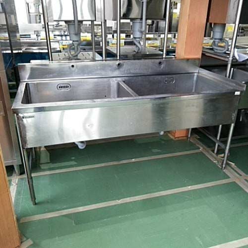 中古】二槽シンク BGあり 幅1800×奥行750×高さ800 【送料別途見積 中古】二槽シンク BGあり 幅1800×奥行750×高さ800 【送料別途見積