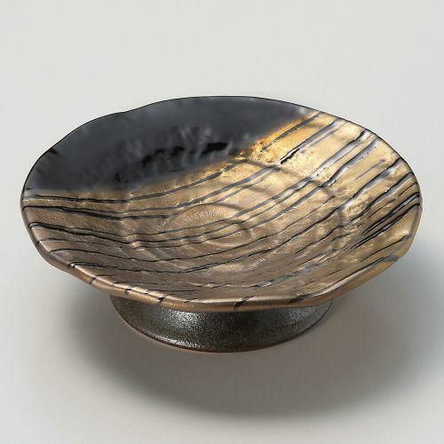 ゴールドゼブラ高台5.0皿 φ16.5×5cm 041-229