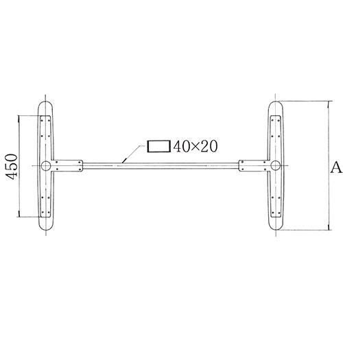 アルミダイキャストテーブル脚 ベースサイズ：A560×高さ700mm迄指定可×間口（芯々）1300mm 品番：BT-S-560 塗装カラー：11 ポール：42φ