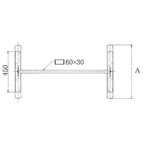 アルミダイキャストテーブル脚 ベースサイズ：A580×高さ700mm迄指定可×間口（芯々）1600mm 品番：BT-SN-580-D 塗装カラー：D-14 ポール：80×25（楕円パイプ）