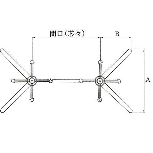アルミダイキャストテーブル脚 ベースサイズ：A730×B365×高さ700mm迄指定可×間口（芯々）1000mm 品番：BT-V-500-L 塗装カラー：14 ポール：101φ