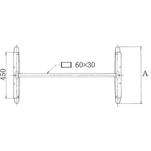 アルミダイキャストテーブル脚 ベースサイズ：A700×高さ700mm迄指定可×間口（芯々）1300mm 品番：SD-Y-700 塗装カラー：44 ポール：80×25（楕円パイプ）
