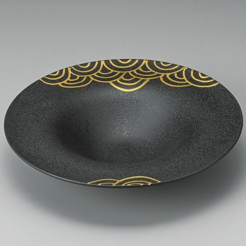 金彩青海波黒24cmリムボール φ24.5×5cm 303-019