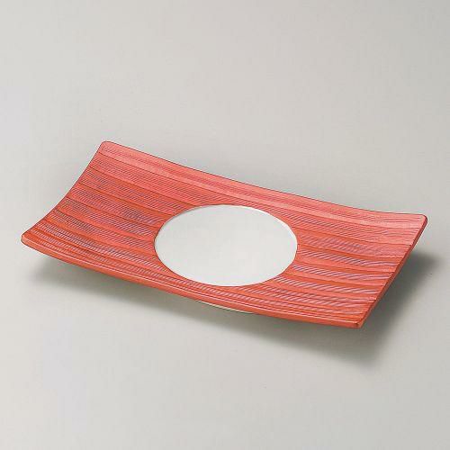 パールレッド長皿 24×13.3×2.5cm 198-139