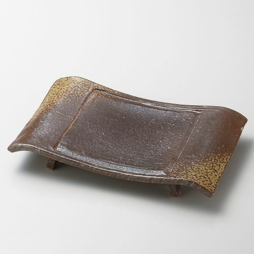 手造り備前風弓型8.5前菜長角皿 26.5×16.5×3.8cm 161-109