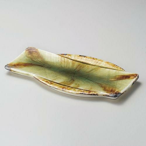 灰釉耳付長大皿 30.8×17.3×1.5cm 201-029