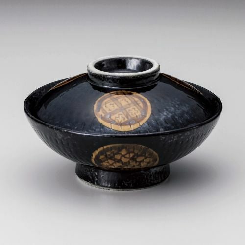 引出黒紋様6.0平蓋丼(身) φ18×7cm 340-169