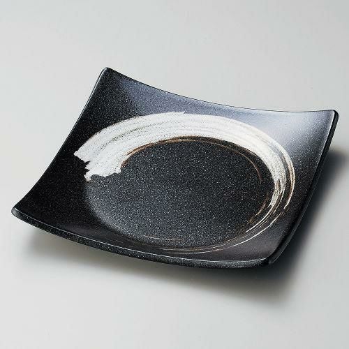 栗色刷毛目和合皿大 24.5×24.5×4.5cm 183-089