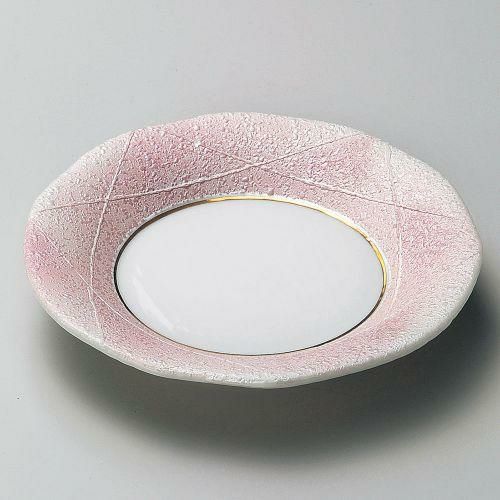 ピンク銀彩フルーツ皿 φ15.5×2.6cm 210-099