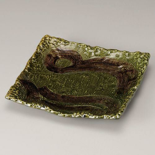 織部四足正角皿8号 25×25×4.5cm 234-209