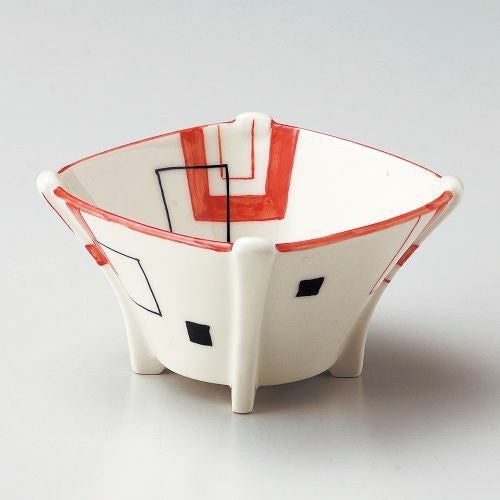 幾何柄四ッ足小鉢 φ12.5×6cm 065-089