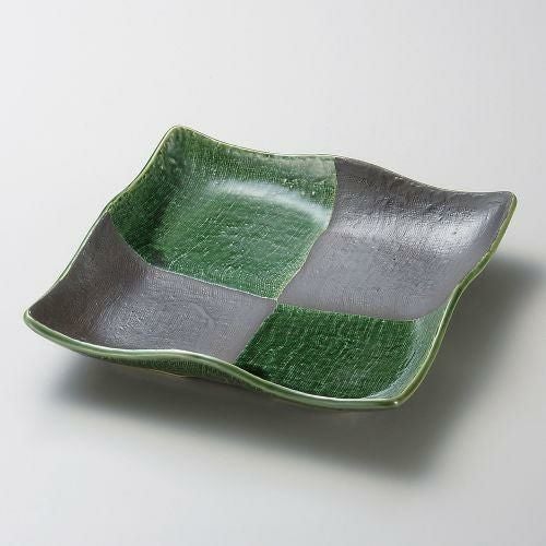織部市松9.0正角皿 23.3×23.3×4.5cm 184-209