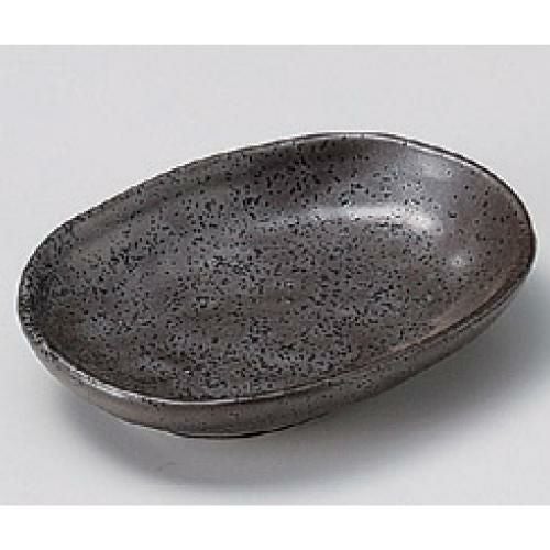 【10セット】【飲食店定番】錆天目小判小皿