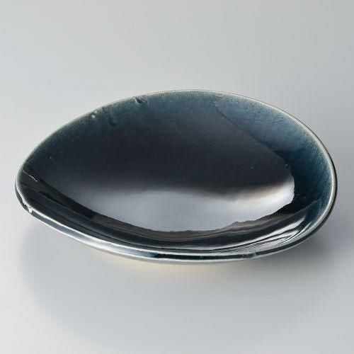 藍楕円たわみ9寸皿 27×25.5×5.7cm 246-079