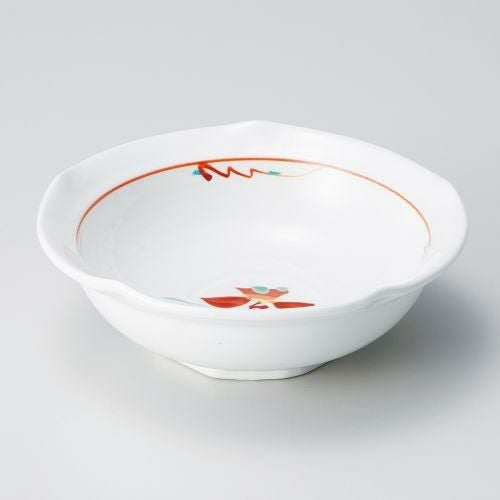 赤絵花紋梅型4.8小鉢 14.5×4.5cm 063-109