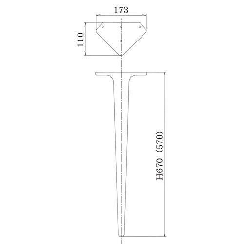 アルミ鋳物テーブル脚（1本） ベースサイズ：高さ570mm 品番：SS-101 鏡面仕上げ アジャスター付き