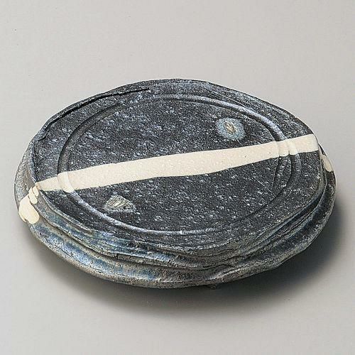 黒窯変掛け分け5.7足付丸皿 φ17.2×3cm 200-079