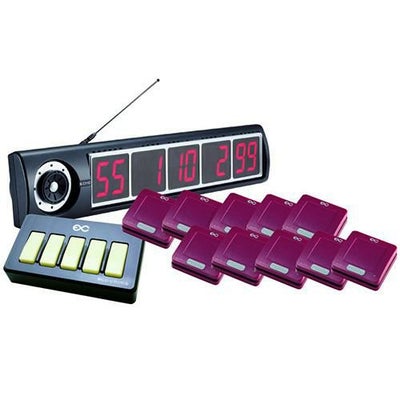 【送料無料】【エコチャイム】受信表示機/角型送信機（パールレッド）10台セット