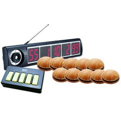 【送料無料】【エコチャイム】受信表示機/丸型送信機（ライトウッド）10台セット